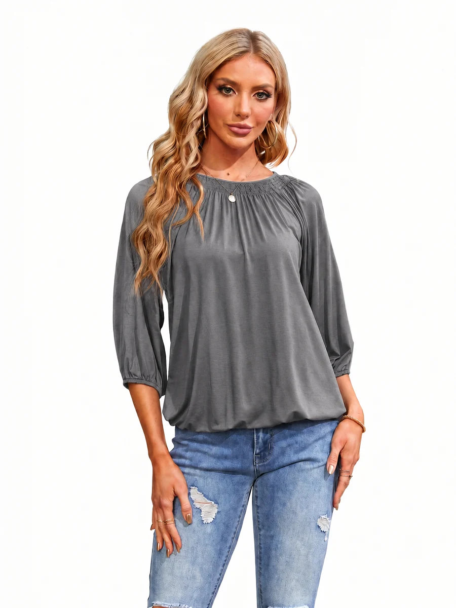 Tankaneo Women's Crew Neck 3/4 Sleeve Top