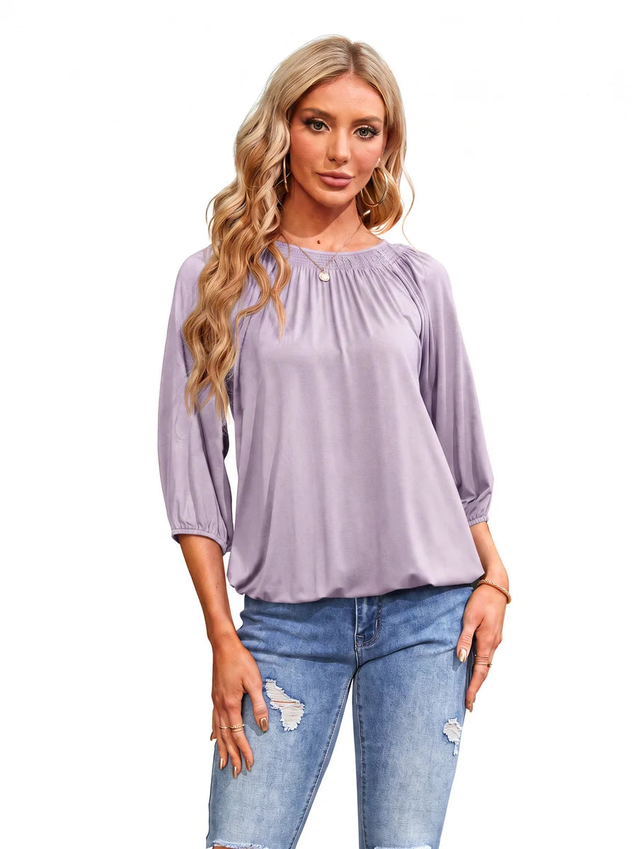 Tankaneo Women's Crew Neck 3/4 Sleeve Top
