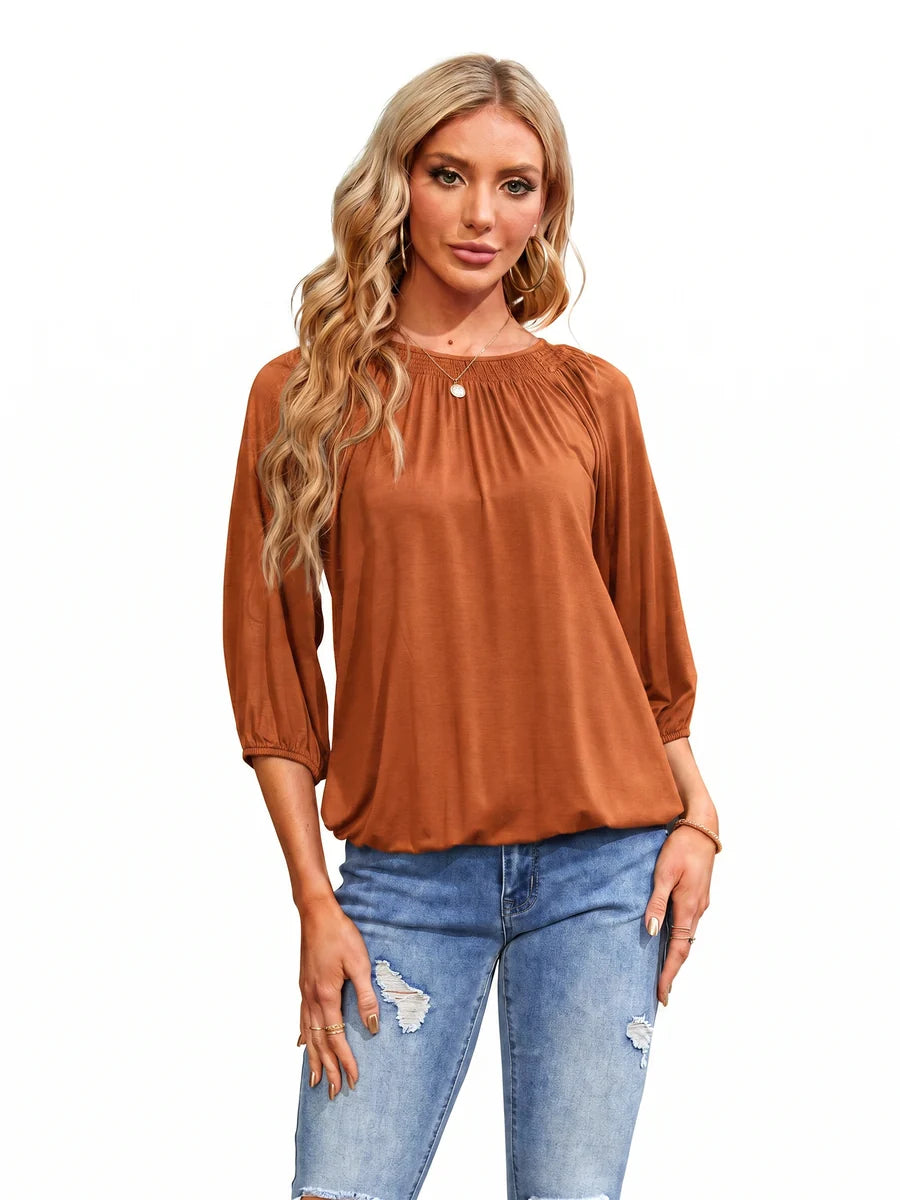 Tankaneo Women's Crew Neck 3/4 Sleeve Top