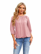 Tankaneo Women's Crew Neck 3/4 Sleeve Top