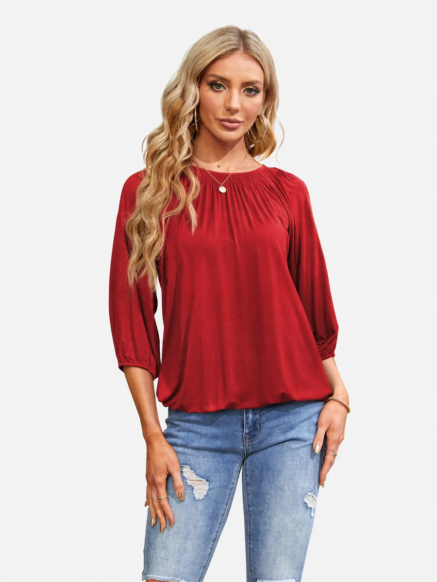 Tankaneo Women's Crew Neck 3/4 Sleeve Top