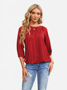 Tankaneo Women's Crew Neck 3/4 Sleeve Top