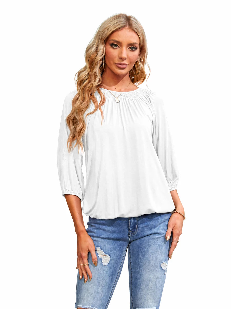 Tankaneo Women's Crew Neck 3/4 Sleeve Top