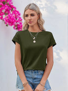 Tankaneo Women's Crew Neck Loose Fit T-Shirt