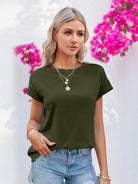 Tankaneo Women's Crew Neck Loose Fit T-Shirt