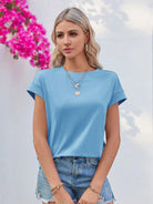 Tankaneo Women's Crew Neck Loose Fit T-Shirt