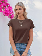 Tankaneo Women's Crew Neck Loose Fit T-Shirt