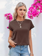 Tankaneo Women's Crew Neck Loose Fit T-Shirt