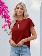 Tankaneo Women's Crew Neck Loose Fit T-Shirt