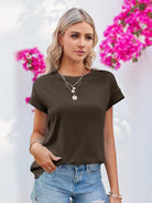Tankaneo Women's Crew Neck Loose Fit T-Shirt