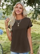 Tankaneo Women's Crew Neck Loose Fit T-Shirt