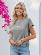 Tankaneo Women's Crew Neck Loose Fit T-Shirt
