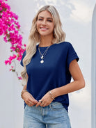 Tankaneo Women's Crew Neck Loose Fit T-Shirt