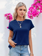 Tankaneo Women's Crew Neck Loose Fit T-Shirt