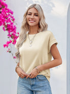 Tankaneo Women's Crew Neck Loose Fit T-Shirt