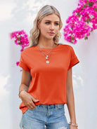 Tankaneo Women's Crew Neck Loose Fit T-Shirt