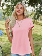 Tankaneo Women's Crew Neck Loose Fit T-Shirt