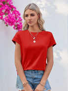 Tankaneo Women's Crew Neck Loose Fit T-Shirt