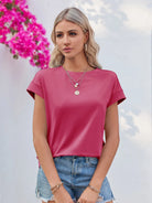 Tankaneo Women's Crew Neck Loose Fit T-Shirt