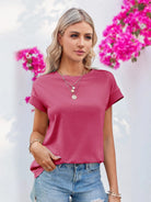 Tankaneo Women's Crew Neck Loose Fit T-Shirt