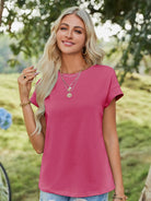 Tankaneo Women's Crew Neck Loose Fit T-Shirt