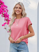 Tankaneo Women's Crew Neck Loose Fit T-Shirt