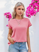 Tankaneo Women's Crew Neck Loose Fit T-Shirt