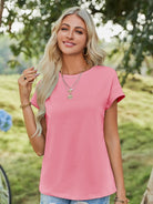 Tankaneo Women's Crew Neck Loose Fit T-Shirt