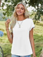 Tankaneo Women's Crew Neck Loose Fit T-Shirt