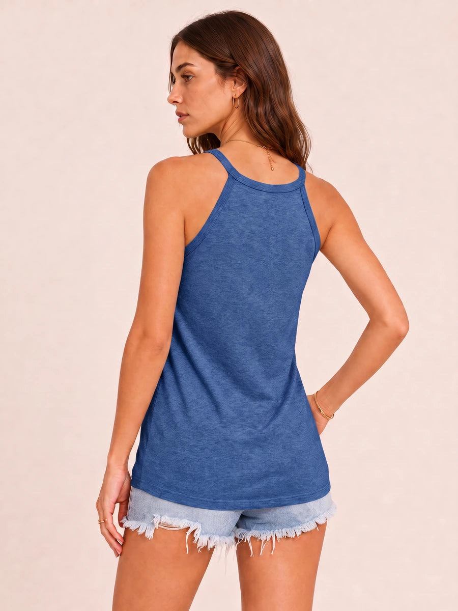 Tankaneo Women's High Neck Halter Tank Top