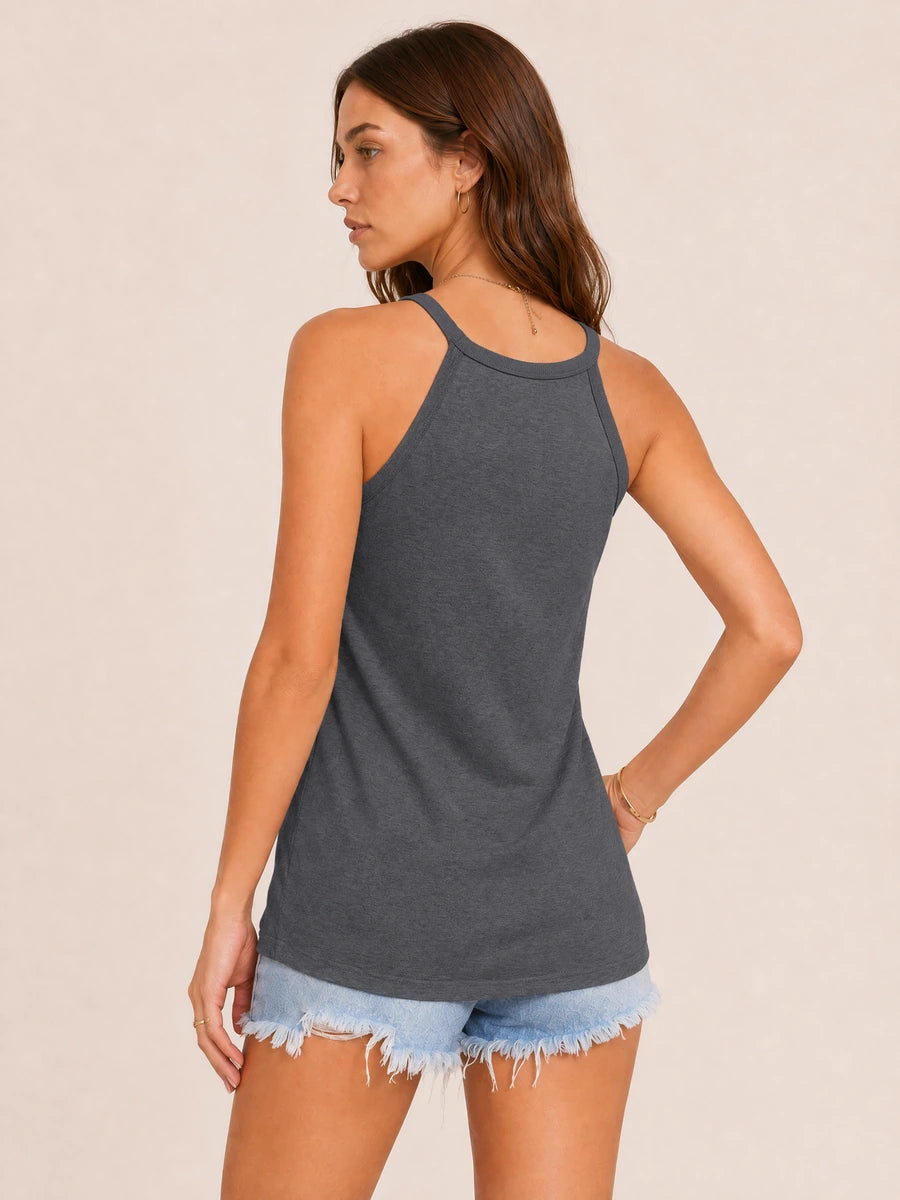 Tankaneo Women's High Neck Halter Tank Top