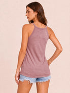 Tankaneo Women's High Neck Halter Tank Top