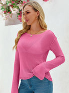 Tankaneo Women's Sheer Boat Neck Knit Top