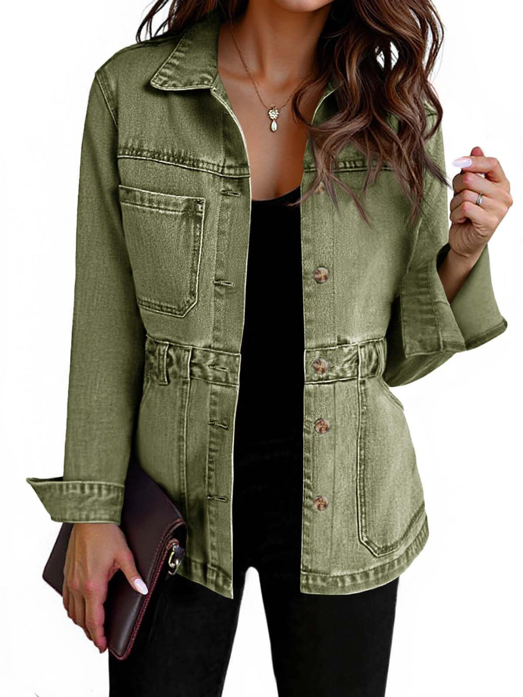 Tankaneo Denim Jacket for Women Distressed Jean Jacket Button Down Oversized Shacket with Pockets 2025