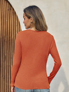 Tankaneo Women's Ribbed Deep V-Neck Long Sleeve Top