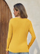 Tankaneo Women's Ribbed Deep V-Neck Long Sleeve Top