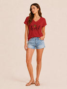 Tankaneo Women's Graphic V-Neck Tee