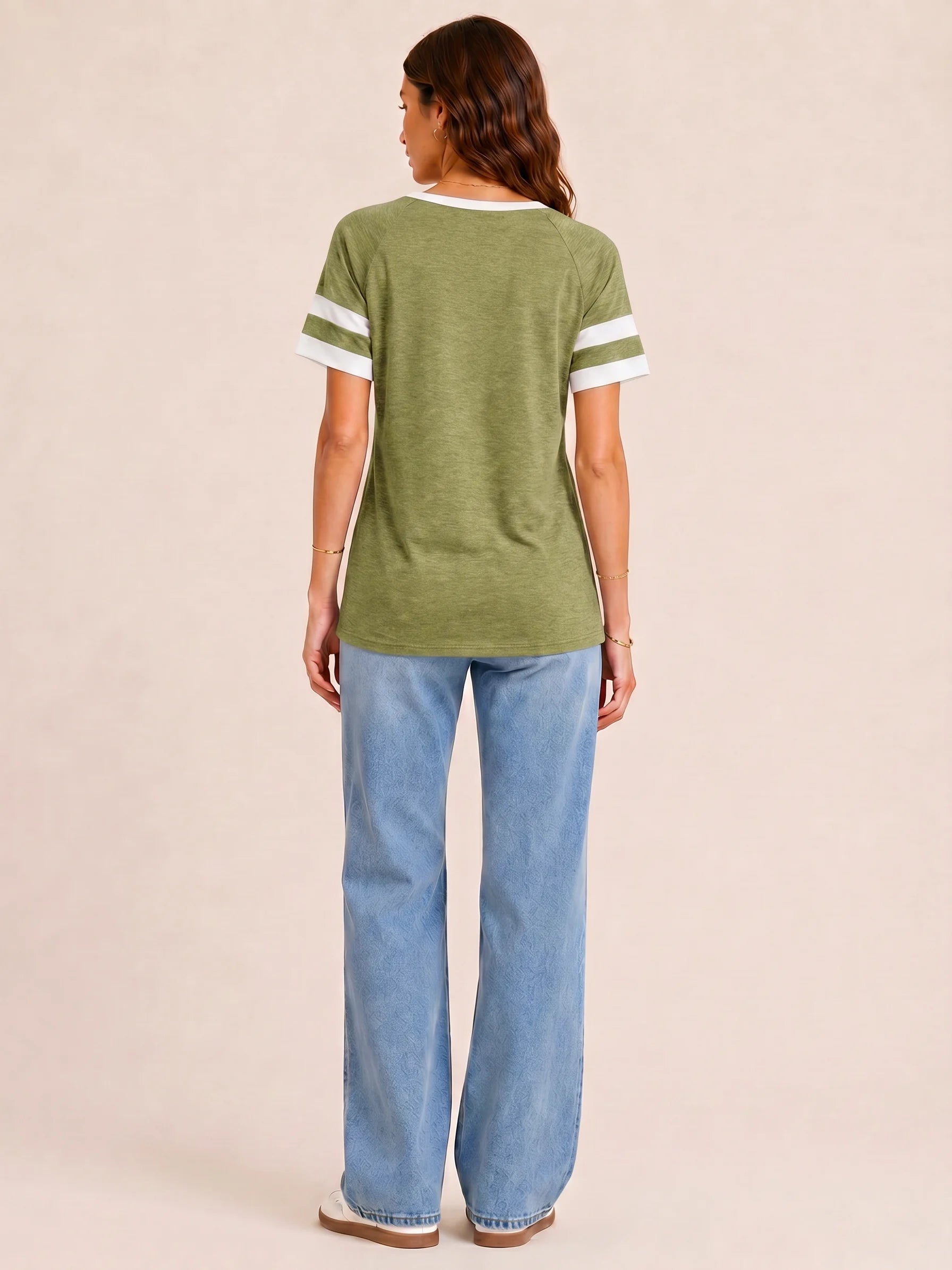 Tankaneo Women's Color Block V-Neck Tunic Top