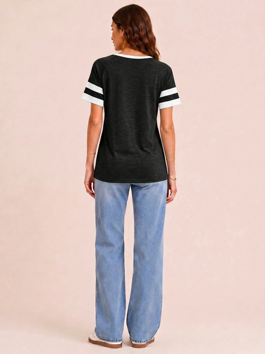 Tankaneo Women's Color Block V-Neck Tunic Top