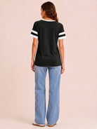 Tankaneo Women's Color Block V-Neck Tunic Top