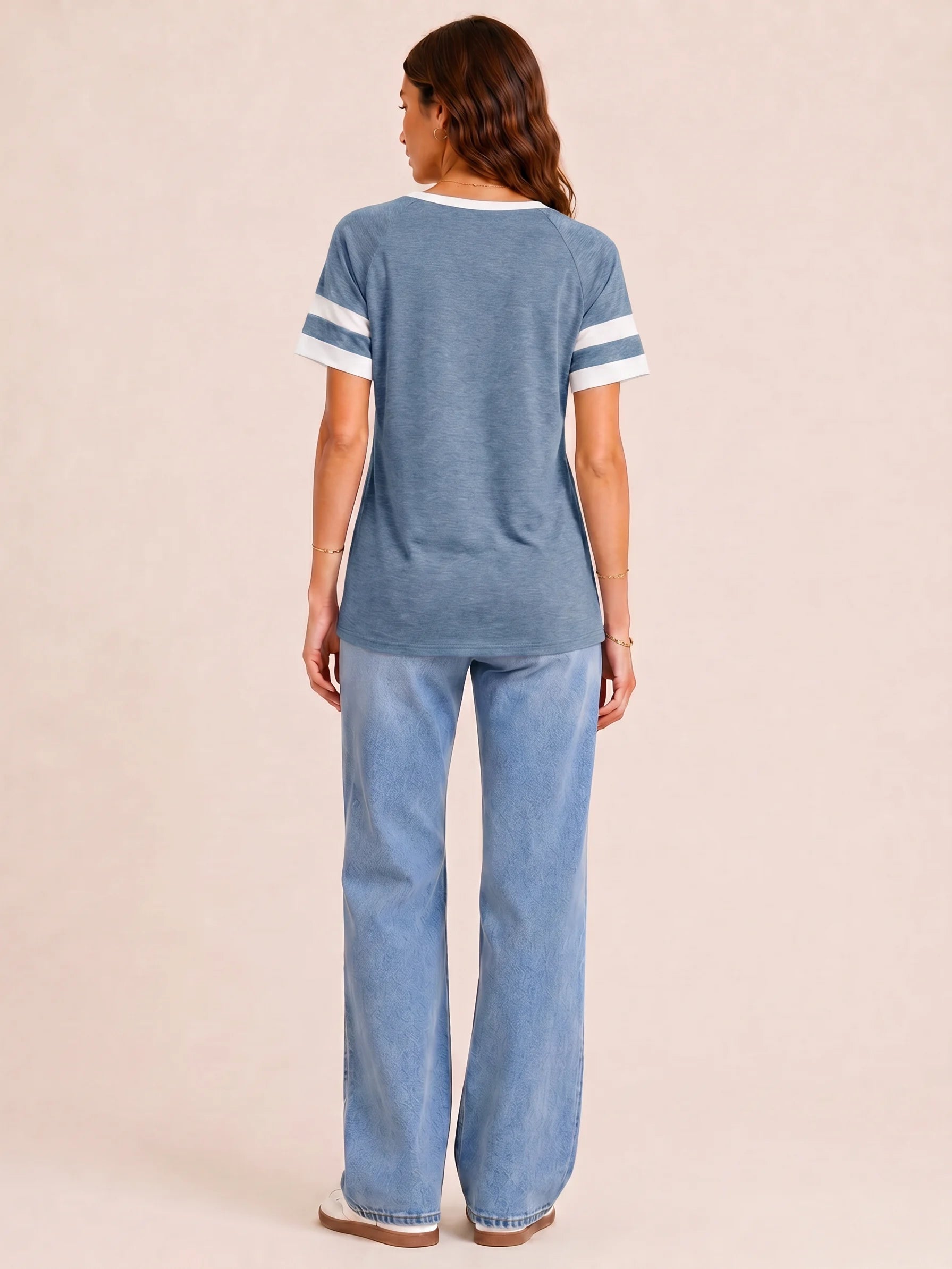 Tankaneo Women's Color Block V-Neck Tunic Top