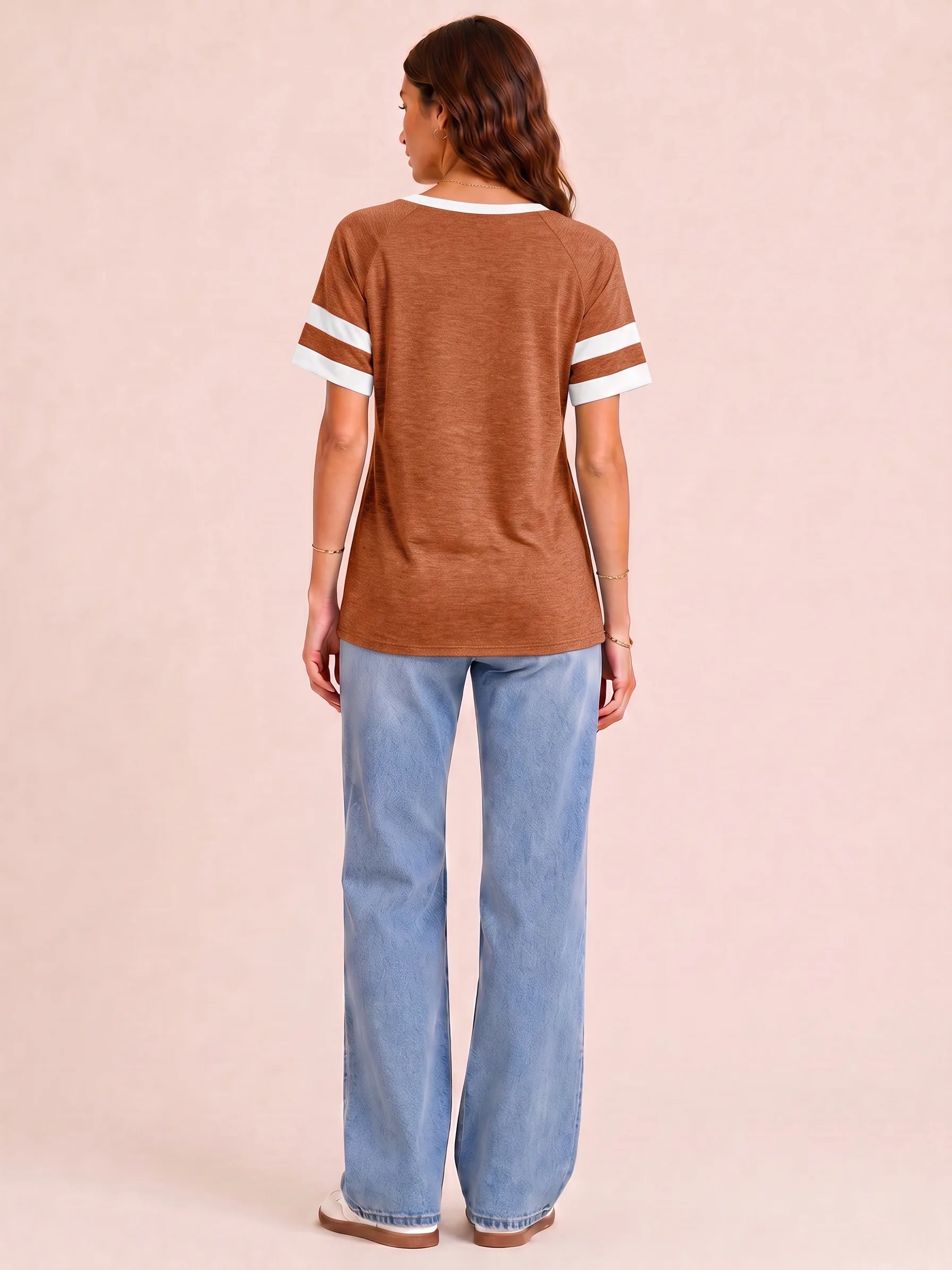 Tankaneo Women's Color Block V-Neck Tunic Top