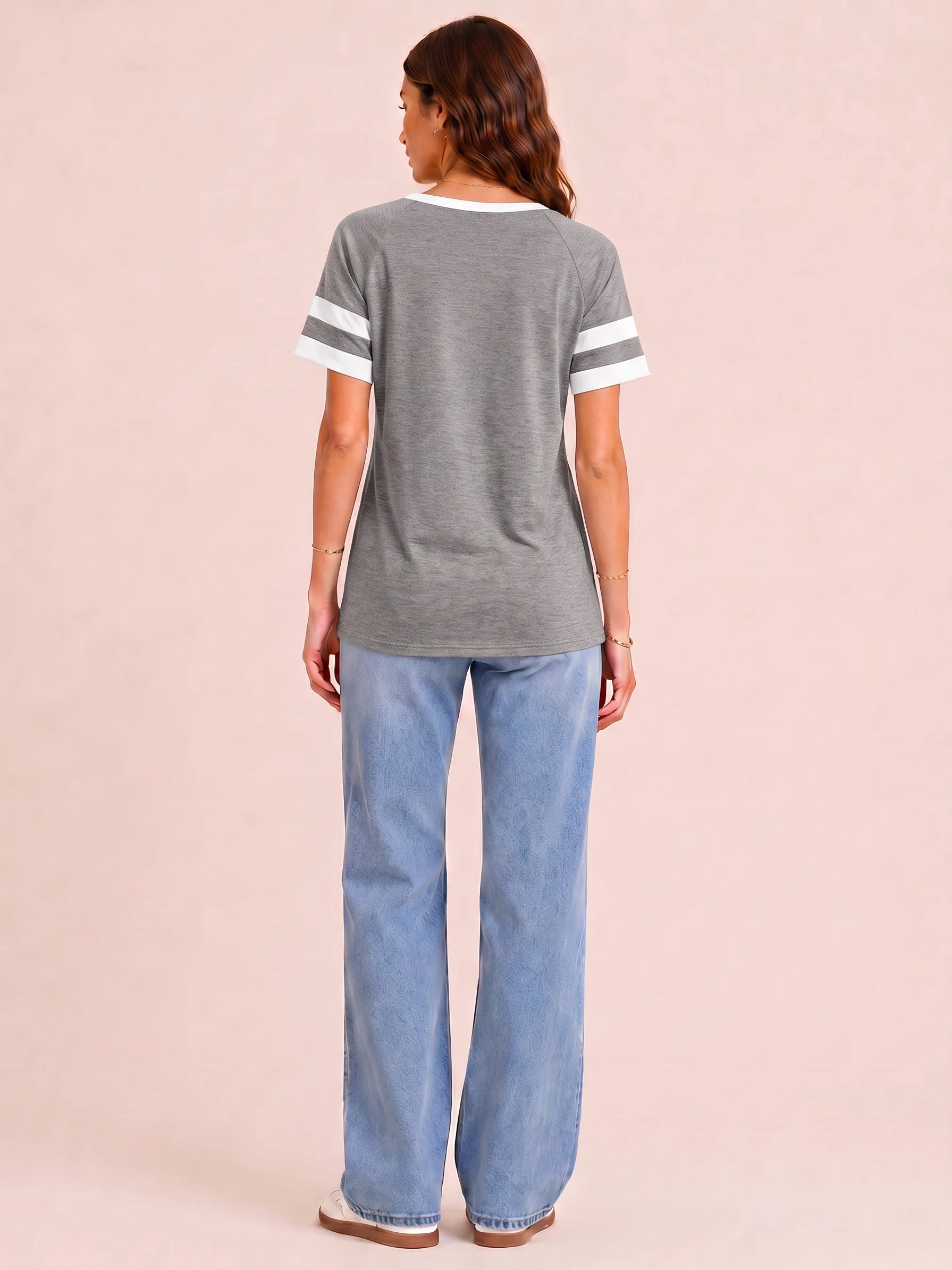 Tankaneo Women's Color Block V-Neck Tunic Top