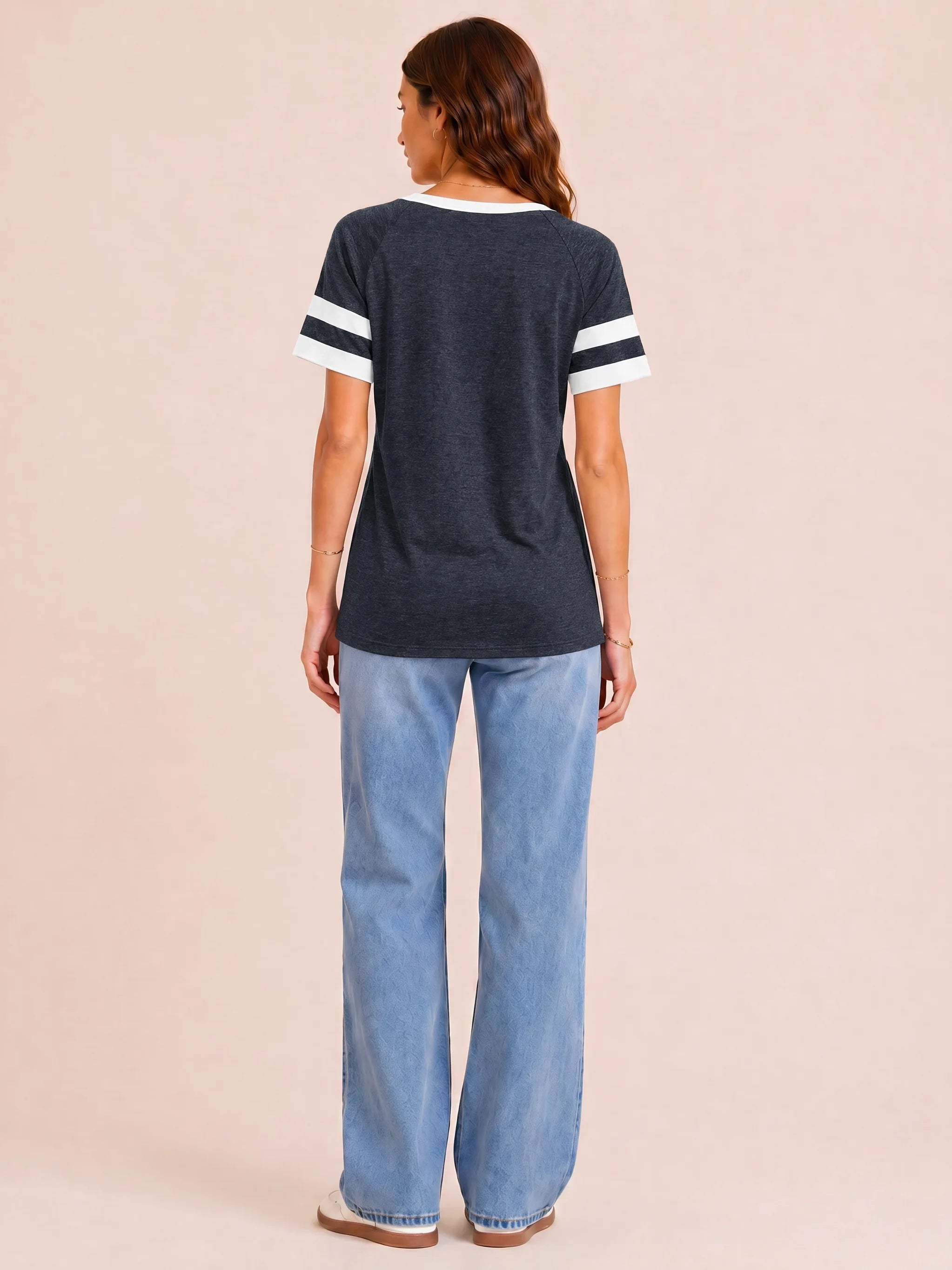 Tankaneo Women's Color Block V-Neck Tunic Top