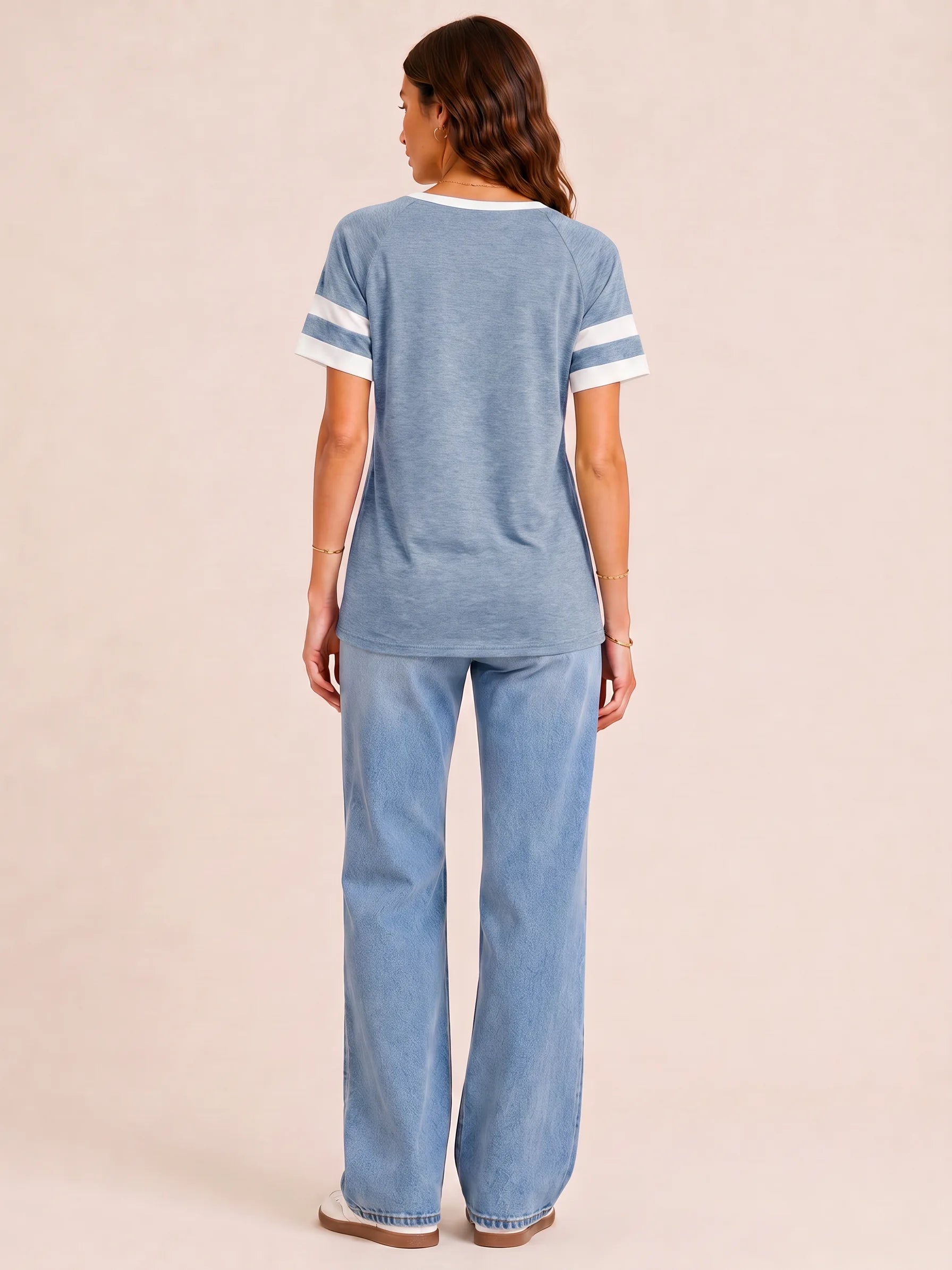 Tankaneo Women's Color Block V-Neck Tunic Top
