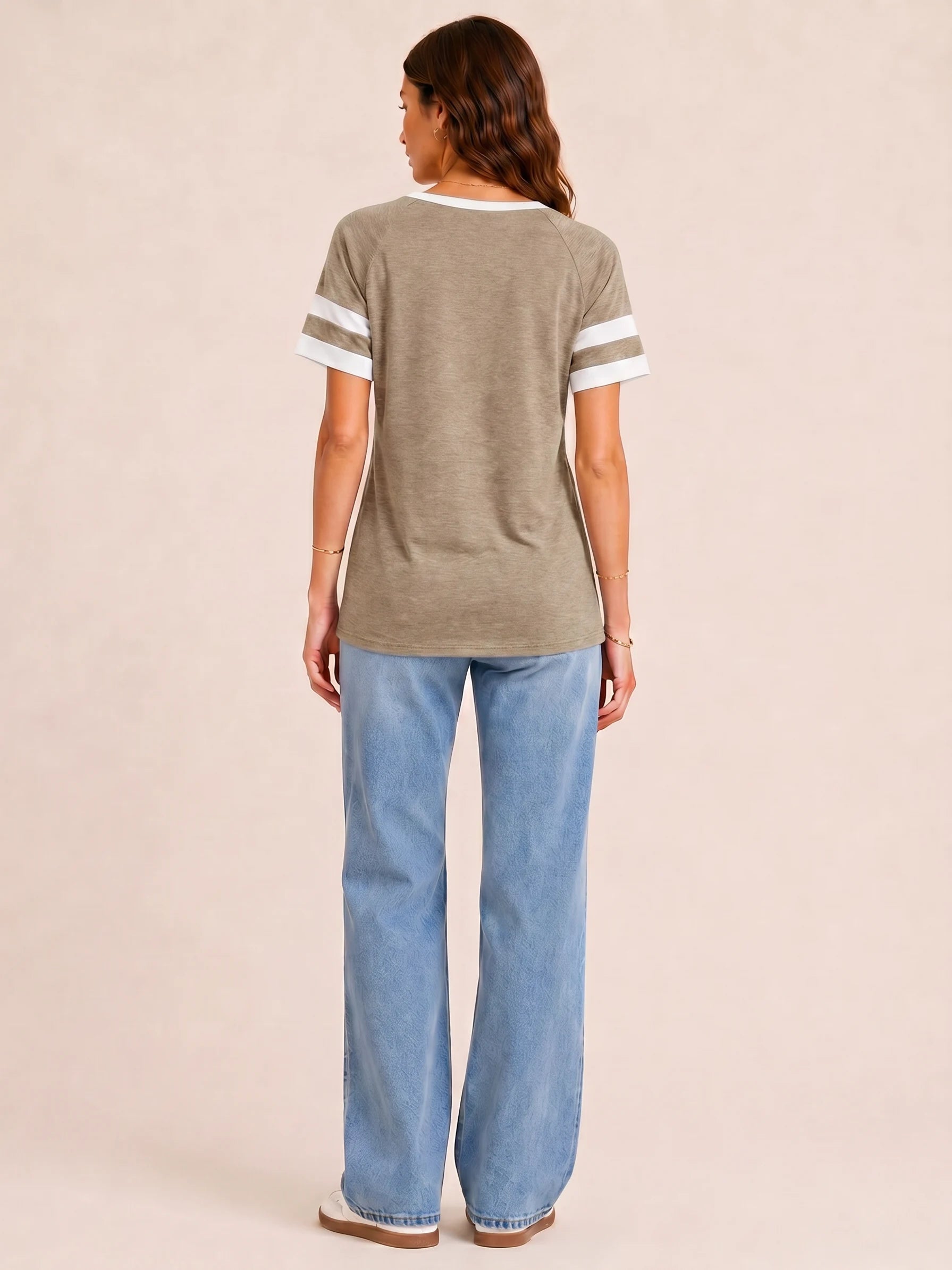 Tankaneo Women's Color Block V-Neck Tunic Top