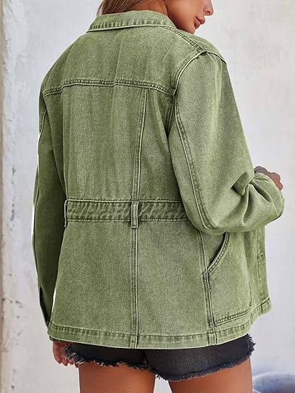 Tankaneo Denim Jacket for Women Distressed Jean Jacket Button Down Oversized Shacket with Pockets 2025