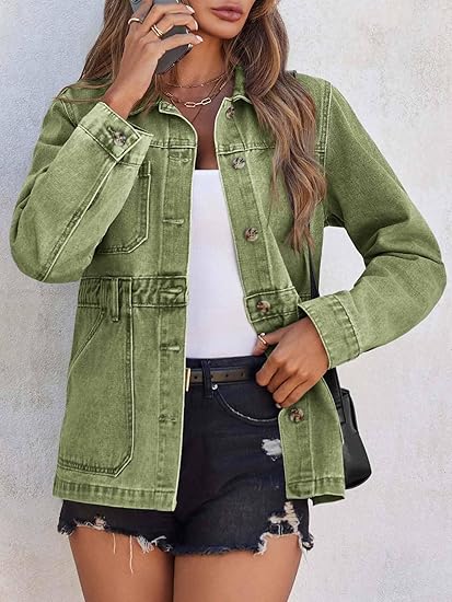 Tankaneo Denim Jacket for Women Distressed Jean Jacket Button Down Oversized Shacket with Pockets 2025