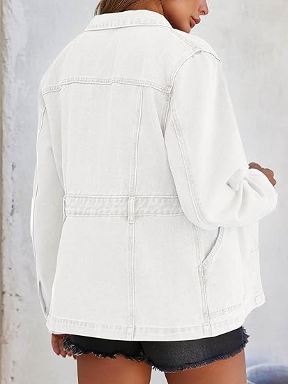 Tankaneo Denim Jacket for Women Distressed Jean Jacket Button Down Oversized Shacket with Pockets 2025